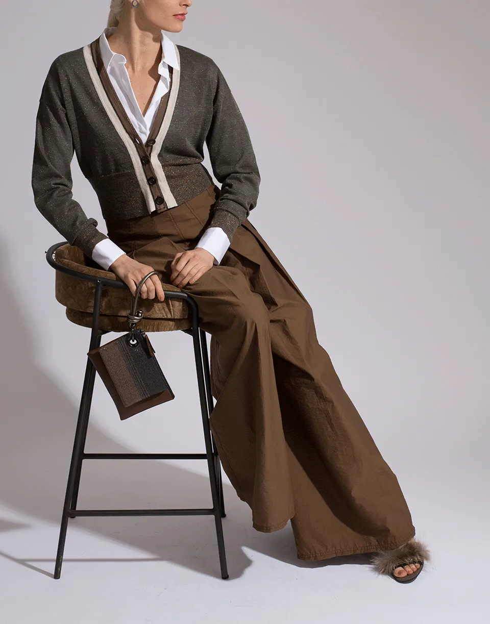 Linen Lurex Bi-Color Cropped Cardigan