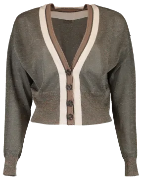 Linen Lurex Bi-Color Cropped Cardigan