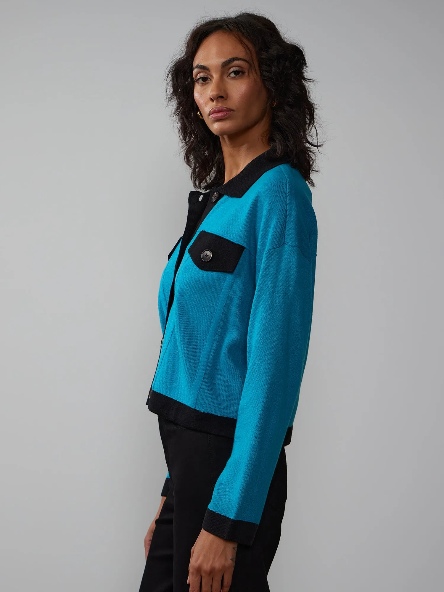 Long Sleeve Contrast Cardigan