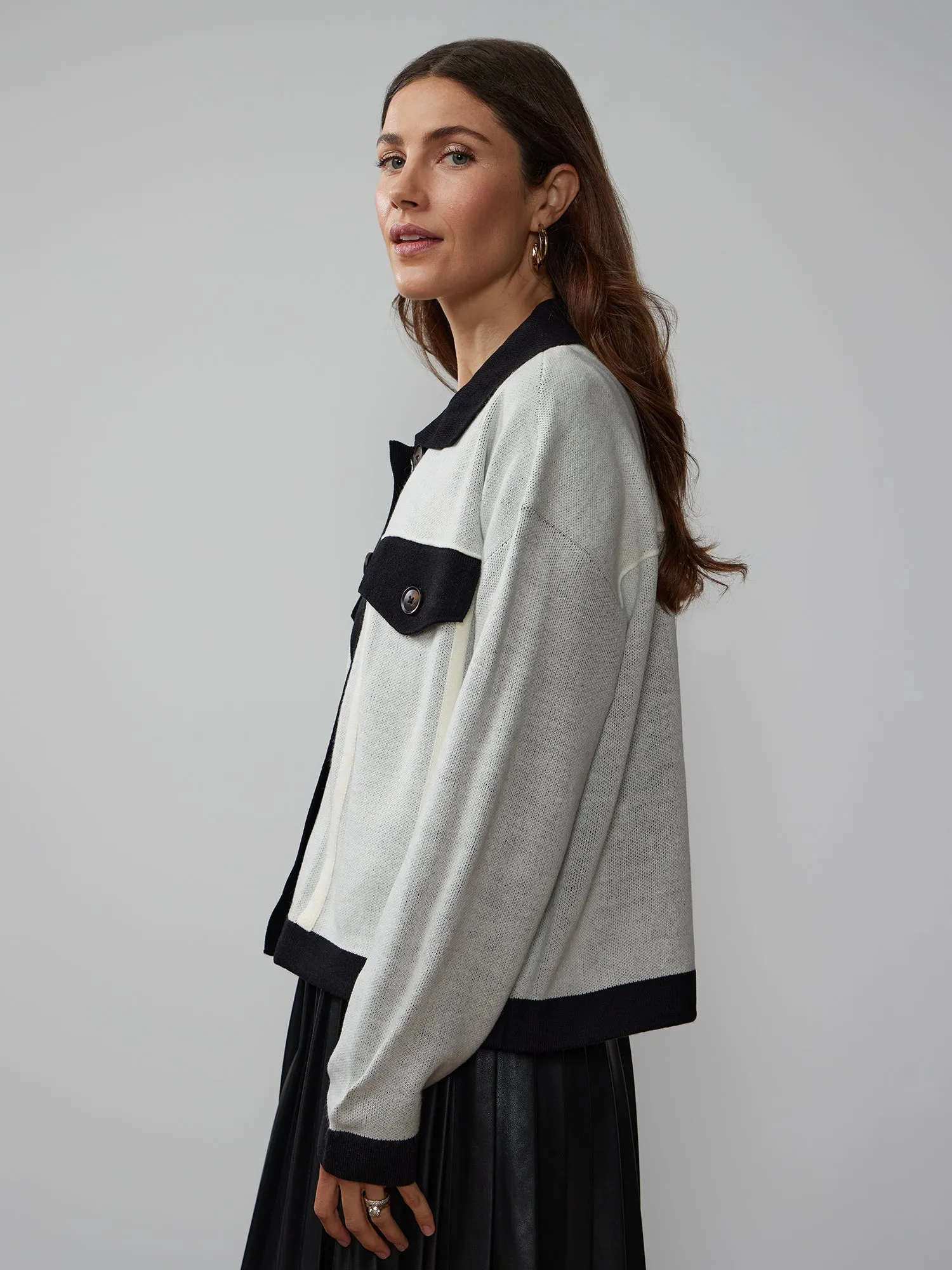 Long Sleeve Contrast Cardigan