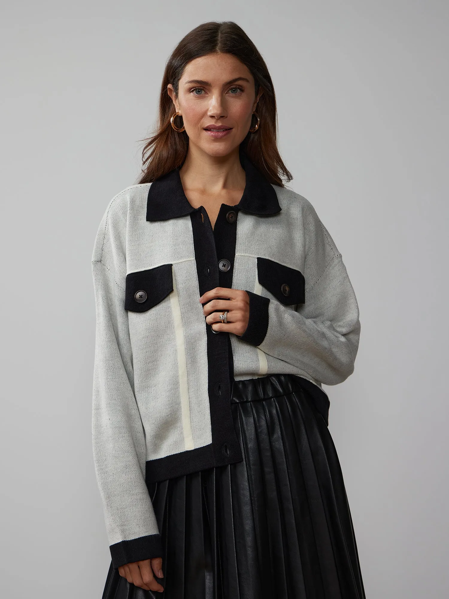 Long Sleeve Contrast Cardigan