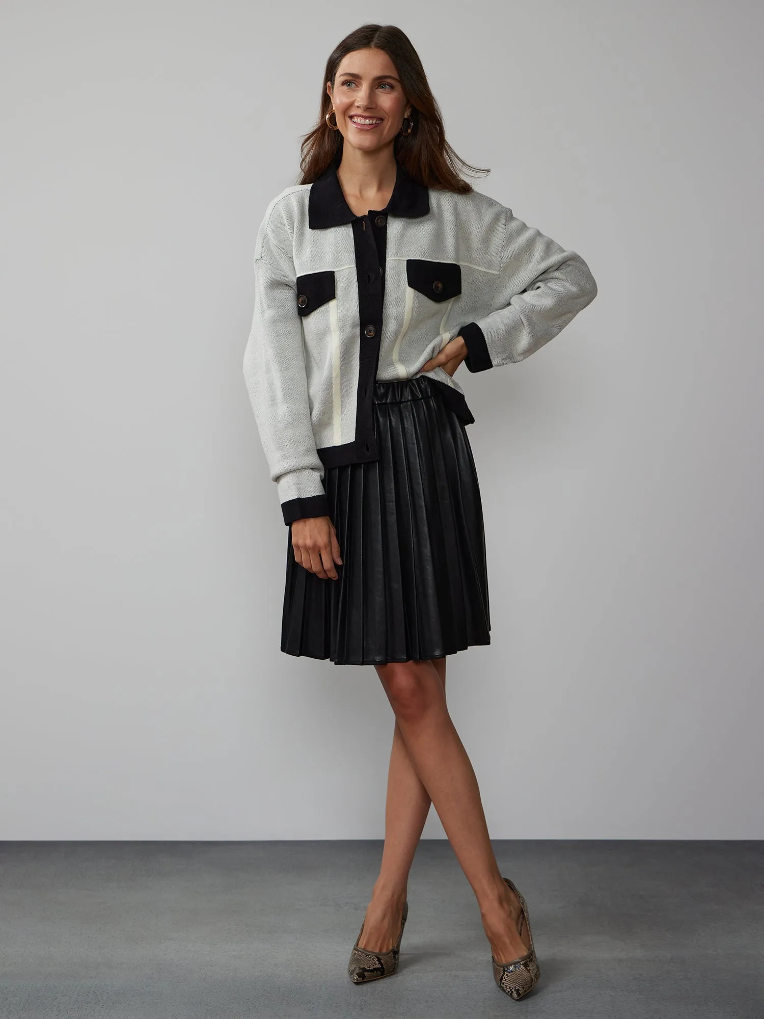Long Sleeve Contrast Cardigan