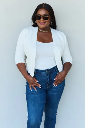 Ninexis My Favorite Full Size 3/4 Sleeve Cropped Cardigan in Ivory