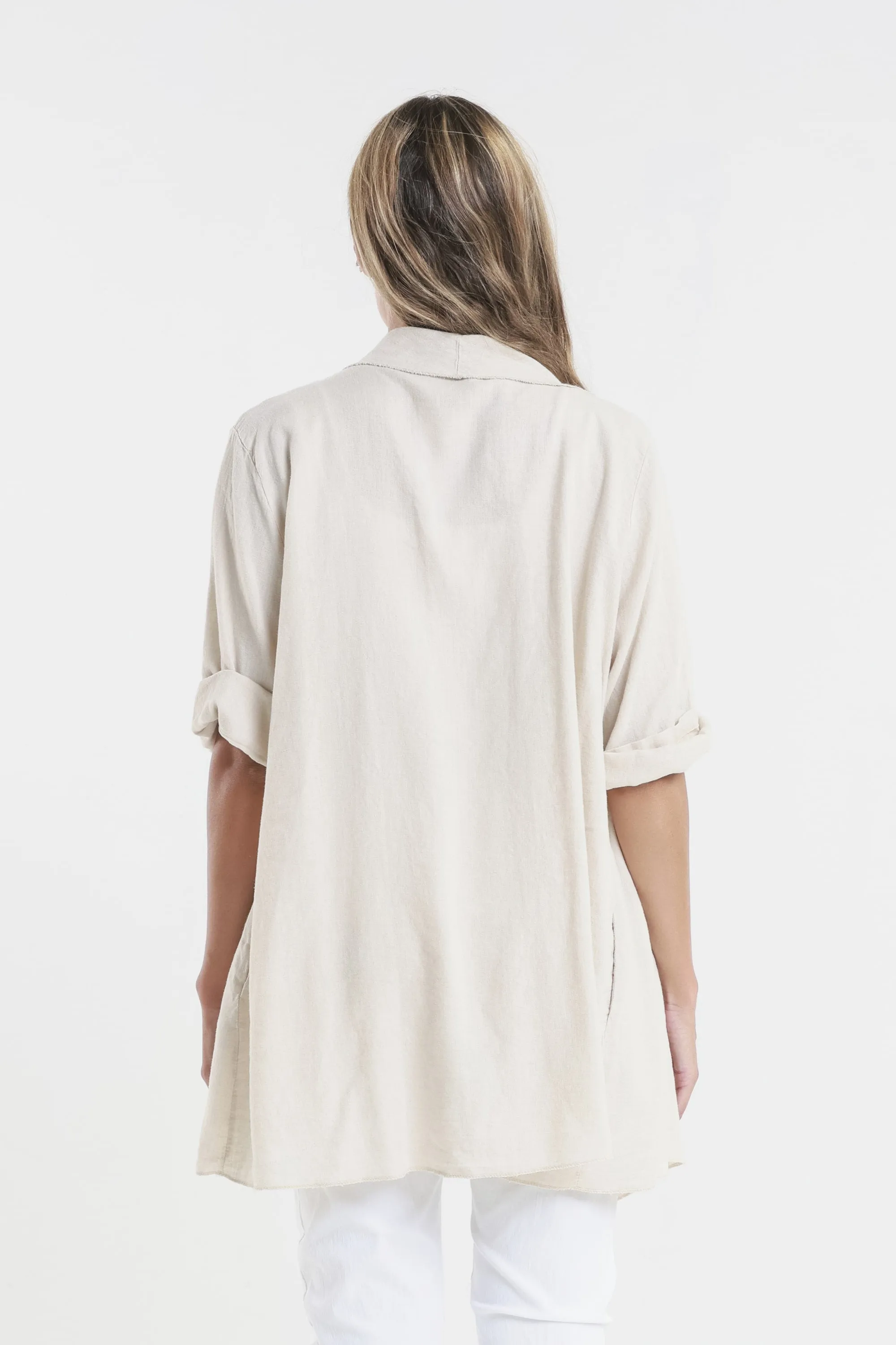 Olivette Gauzy Linen Blend Open Cardigan (CQ102)