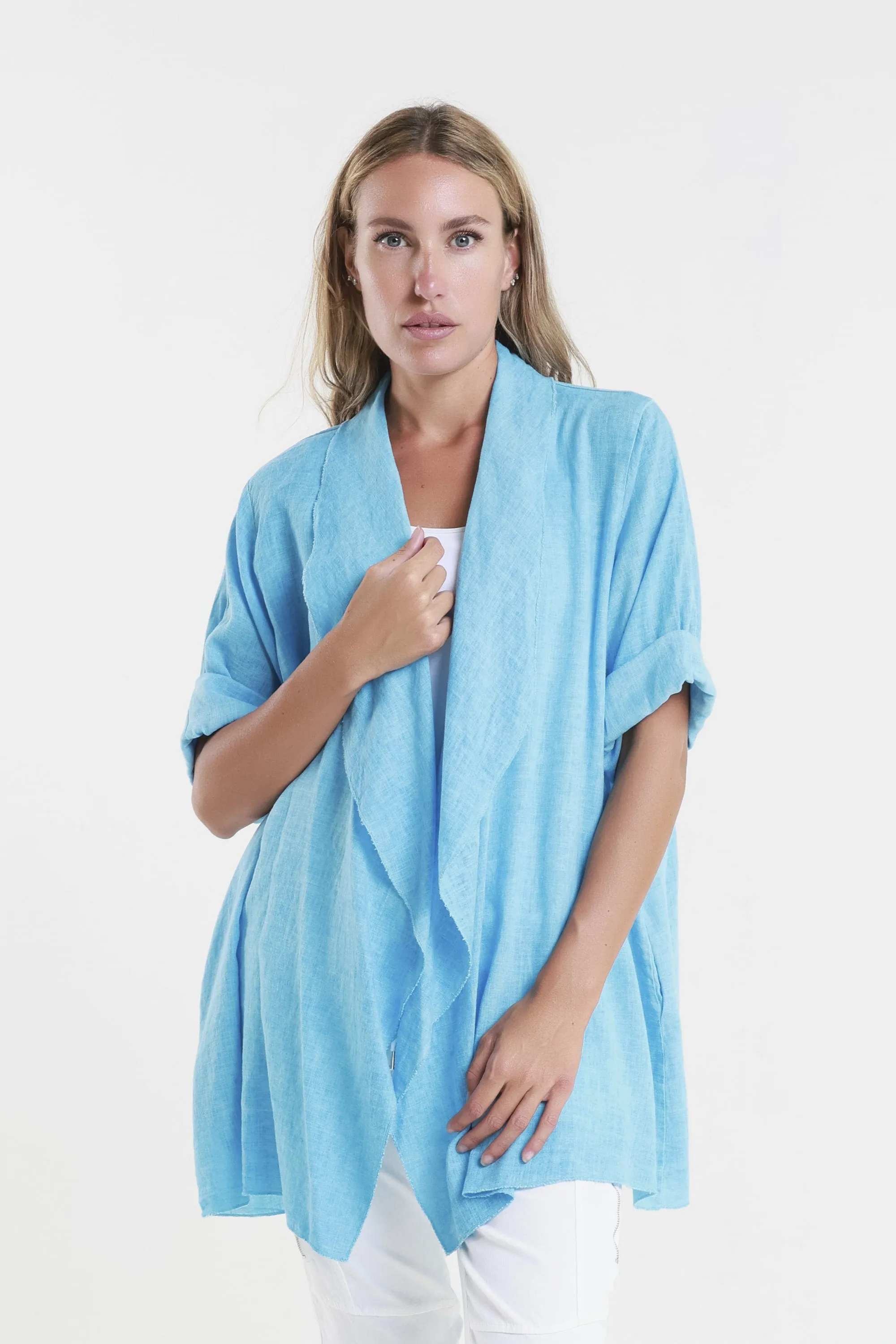 Olivette Gauzy Linen Blend Open Cardigan (CQ102)