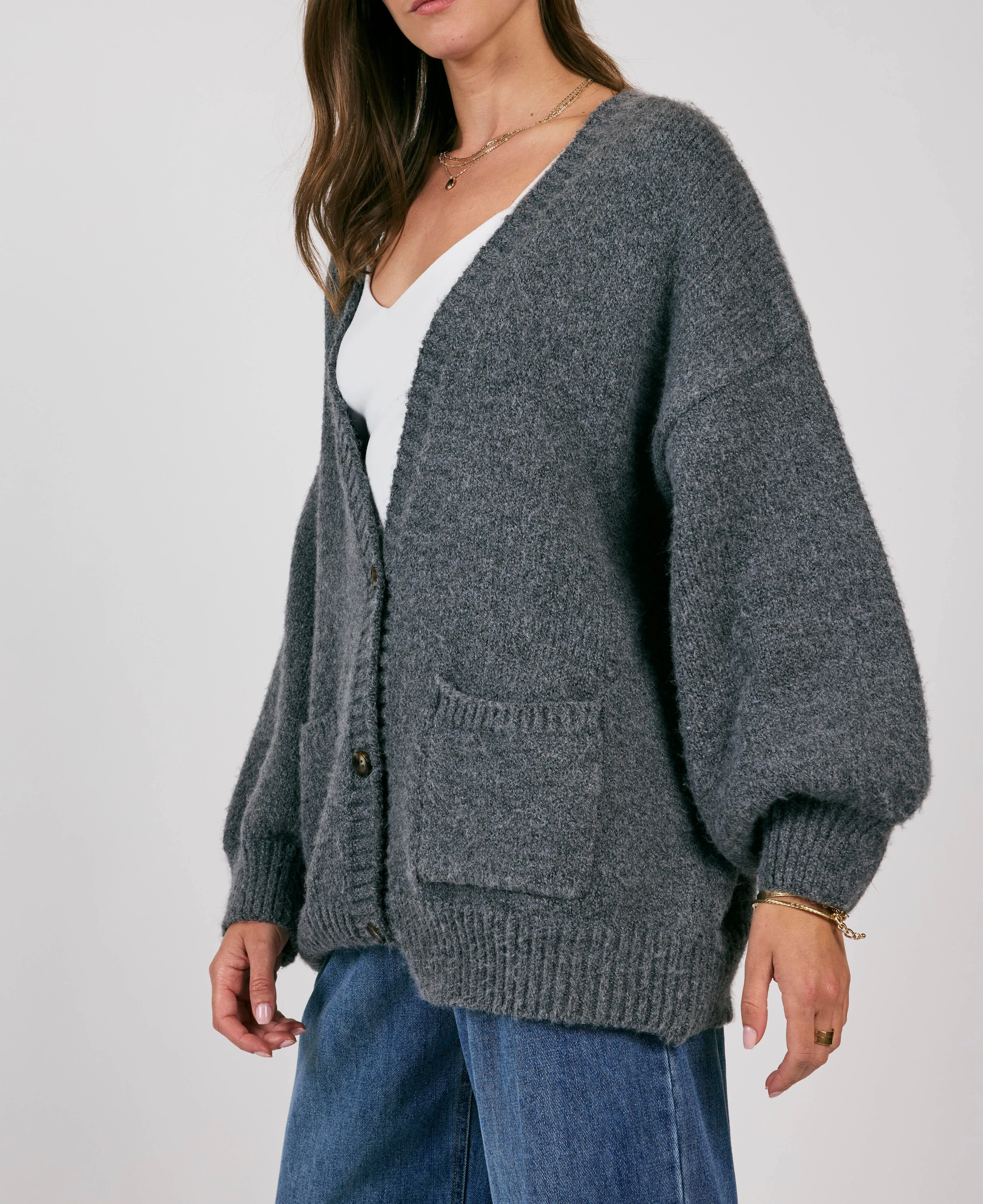 OVERSIZED CHARCOAL CARDIGAN