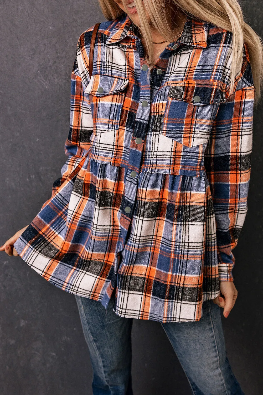 Plaid Ruffled Shirt Jacket