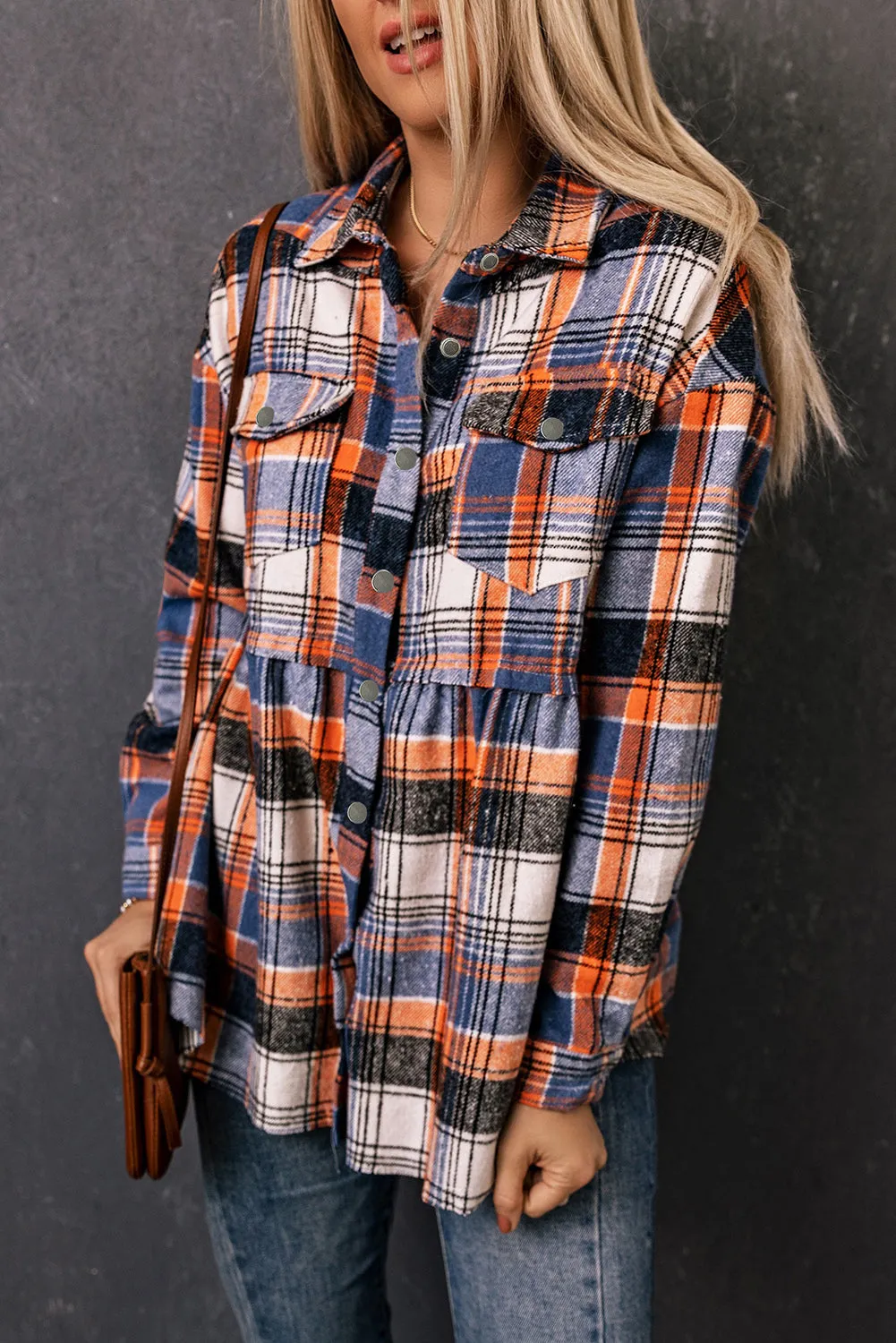 Plaid Ruffled Shirt Jacket