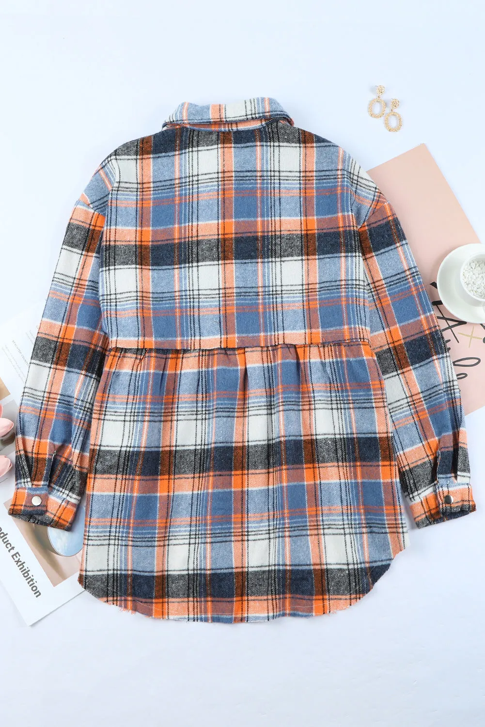Plaid Ruffled Shirt Jacket