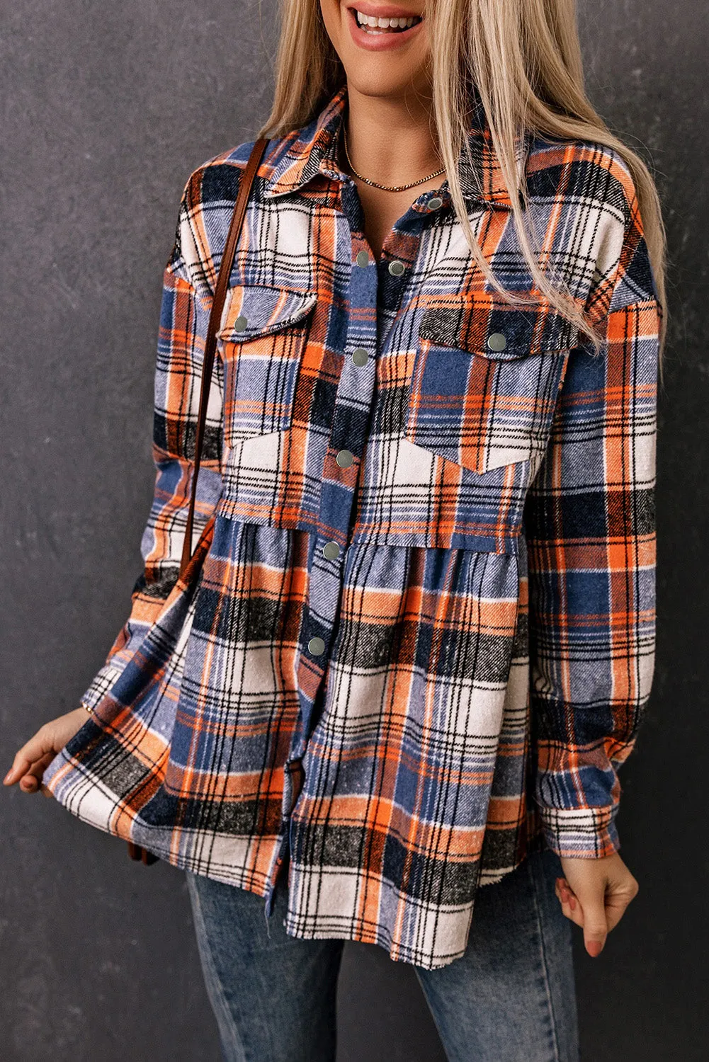 Plaid Ruffled Shirt Jacket