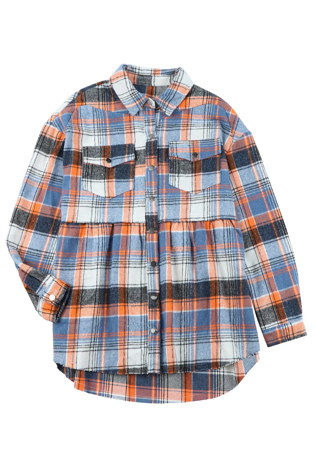 Plaid Ruffled Shirt Jacket