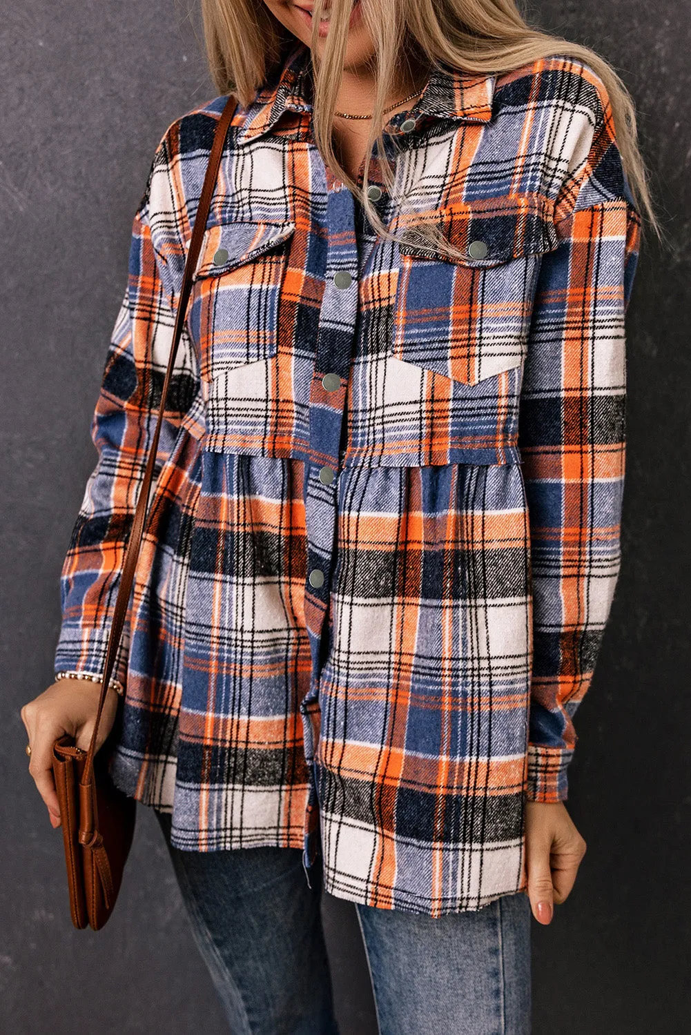 Plaid Ruffled Shirt Jacket