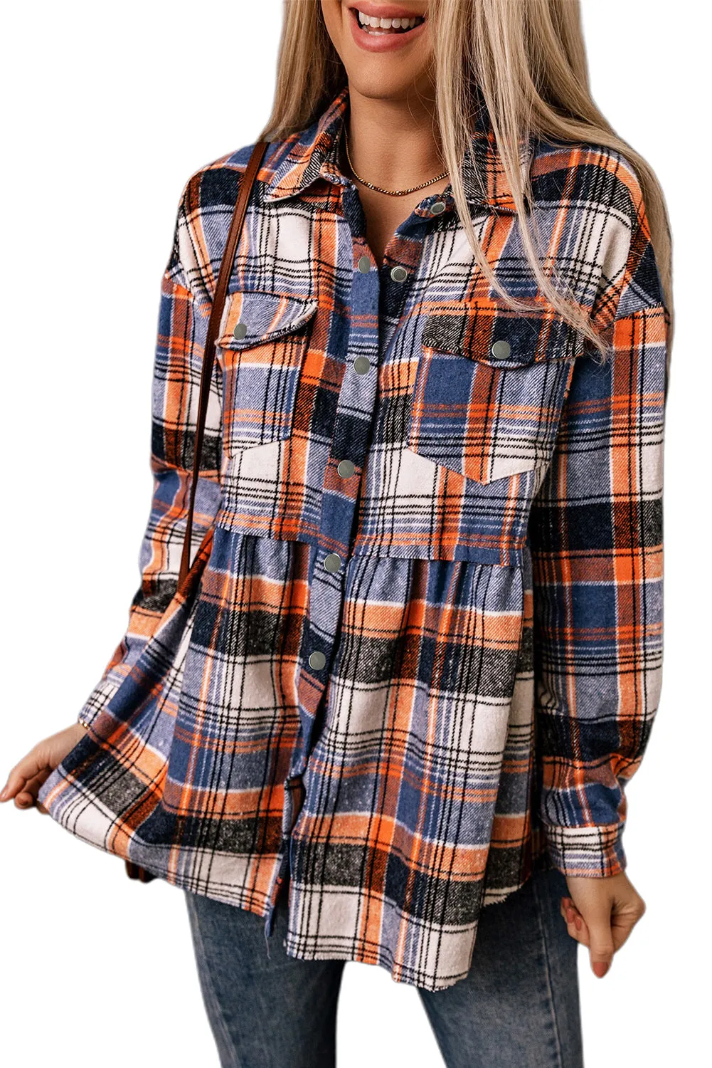 Plaid Ruffled Shirt Jacket