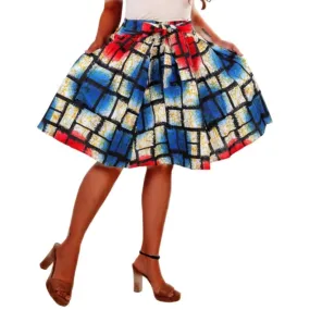 Short Printed Flared Skirt One Size Fits S to 3 XL