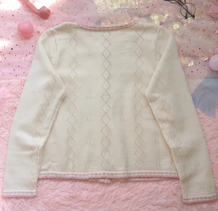 Soft Knit Vintage Flower Cardigan School Girl