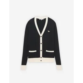 Unisex Baby Fox Patch Bi-Color Classic Cardigan - Black