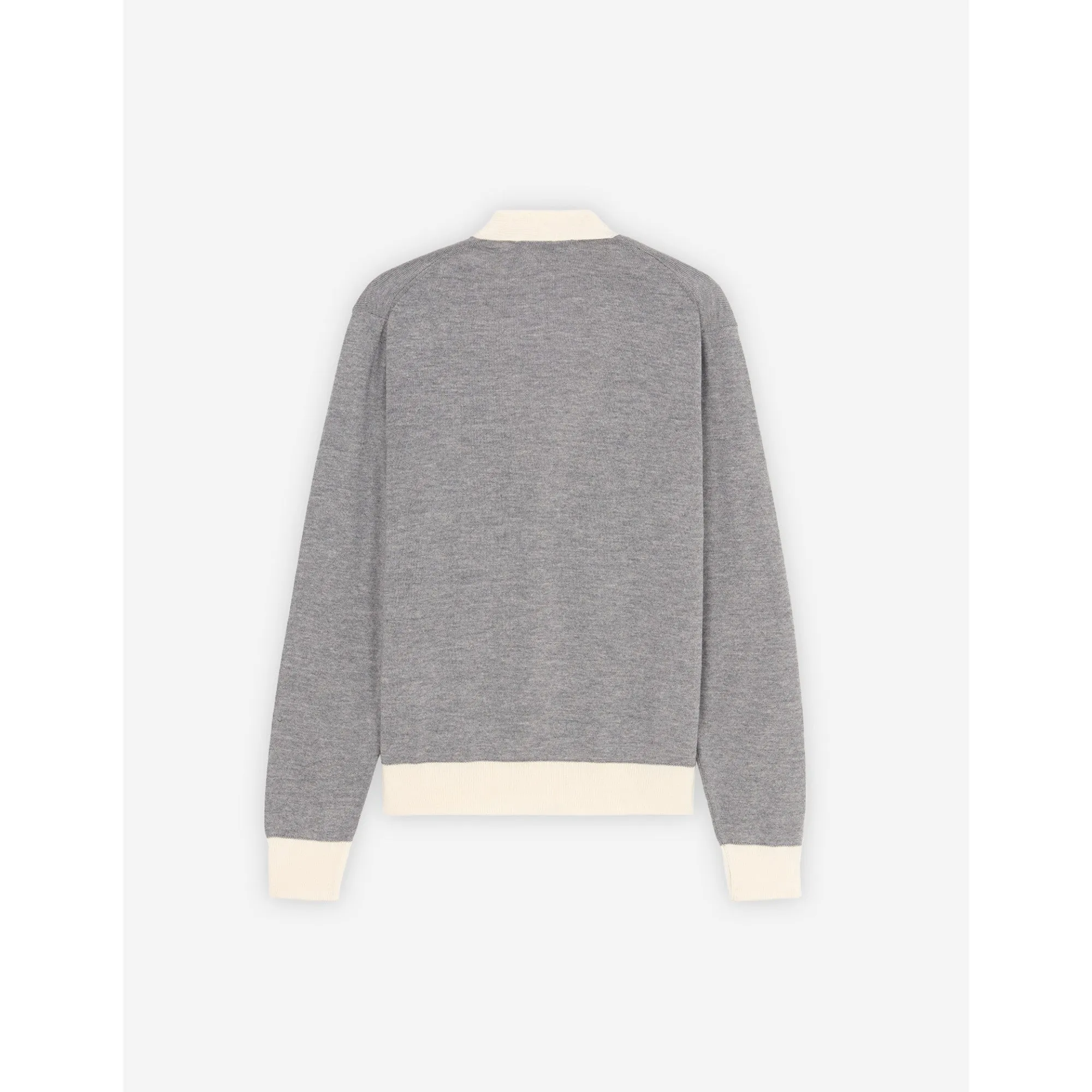 Unisex Baby Fox Patch Bi-Color Classic Cardigan - Grey Melange