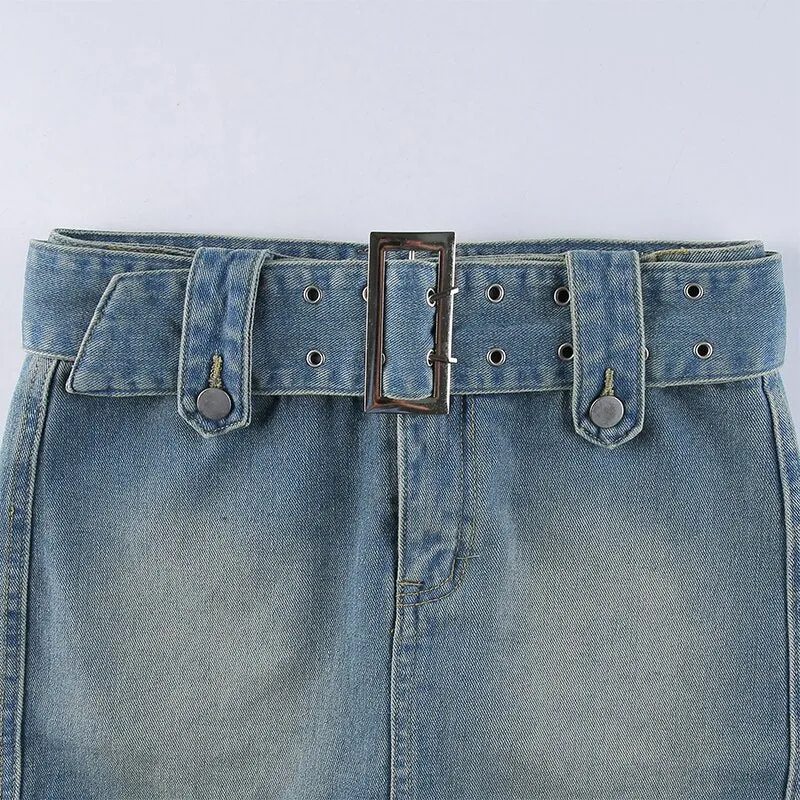 Vintage Straight Slim Denim Panty Skirt