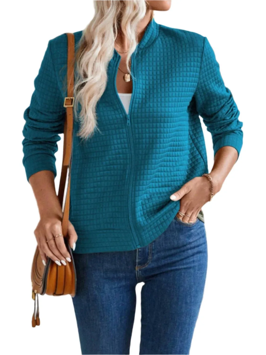 Women Zip Up Long Sleeve Jacket,Gift For Mother,Christmas Gift