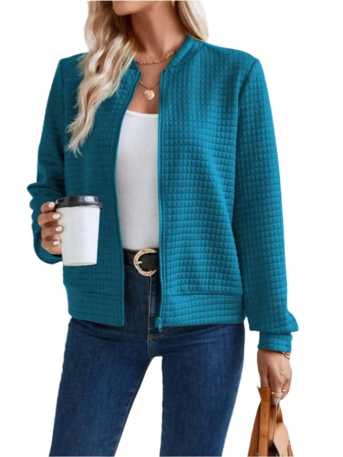 Women Zip Up Long Sleeve Jacket,Gift For Mother,Christmas Gift