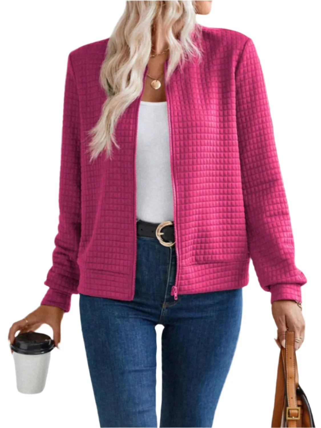 Women Zip Up Long Sleeve Jacket,Gift For Mother,Christmas Gift