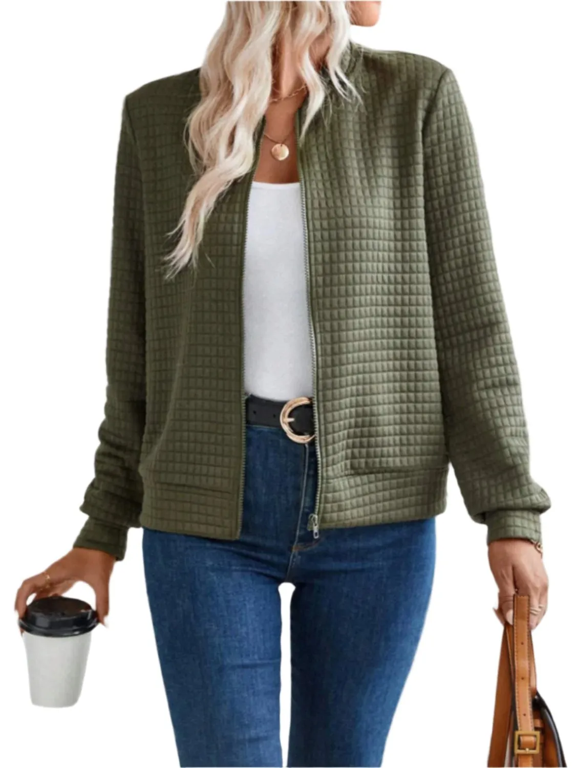 Women Zip Up Long Sleeve Jacket,Gift For Mother,Christmas Gift