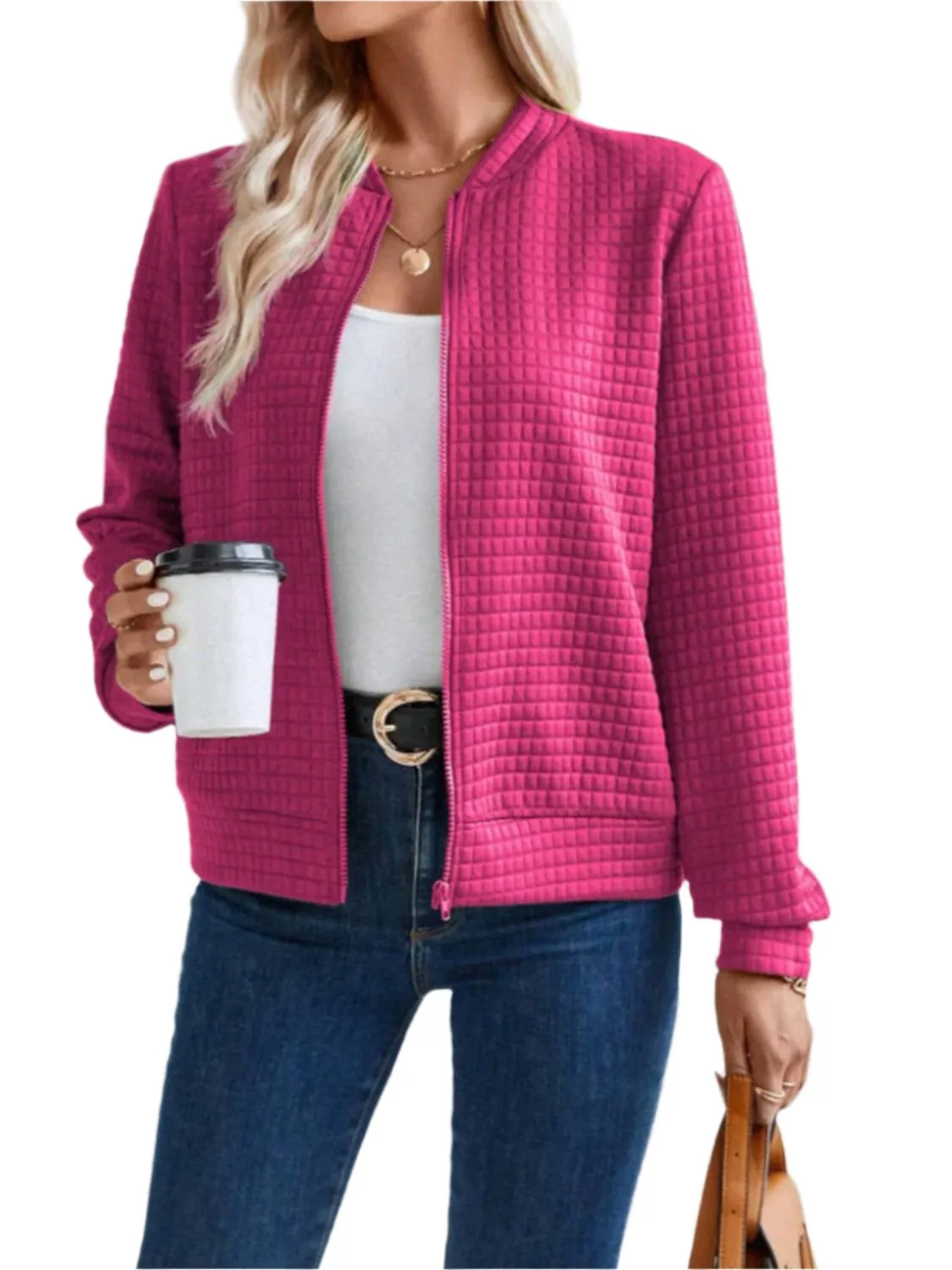 Women Zip Up Long Sleeve Jacket,Gift For Mother,Christmas Gift