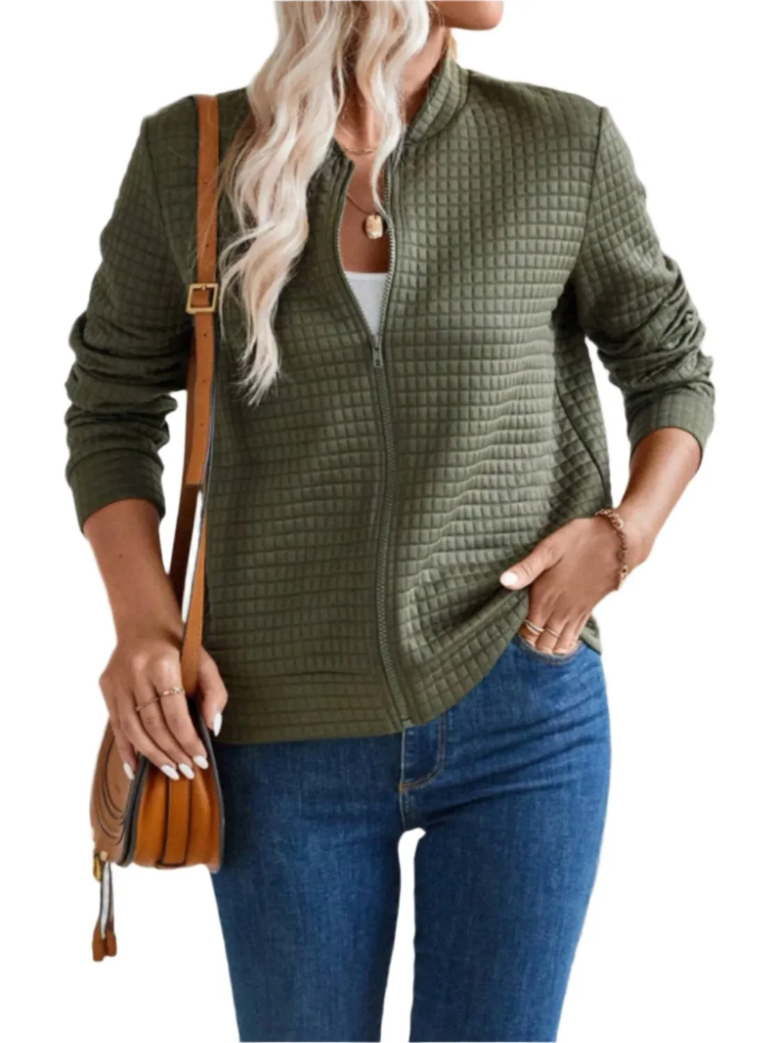 Women Zip Up Long Sleeve Jacket,Gift For Mother,Christmas Gift