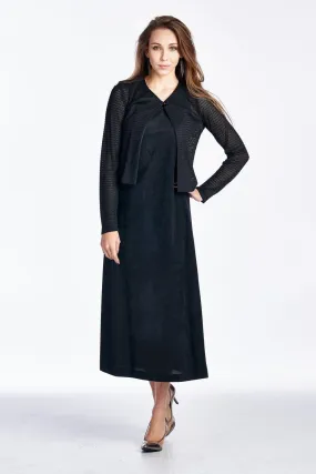 Women's Long Sleeve Cardigan with Sleeveless Maxi Dress Set
