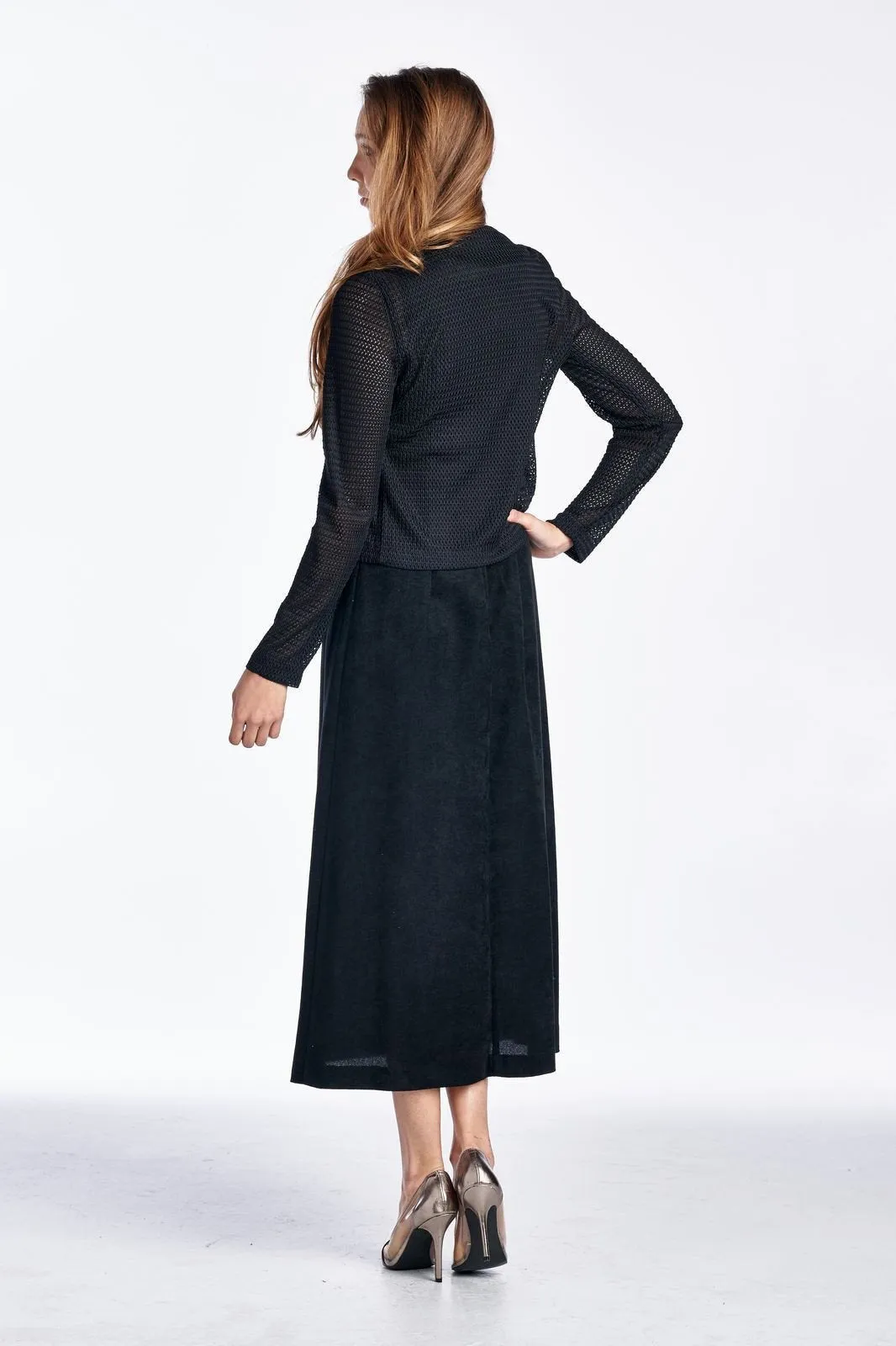 Women's Long Sleeve Cardigan with Sleeveless Maxi Dress Set