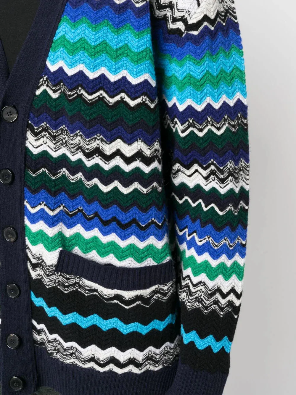Zig-Zag Knitted Wool-Blend Cardigan